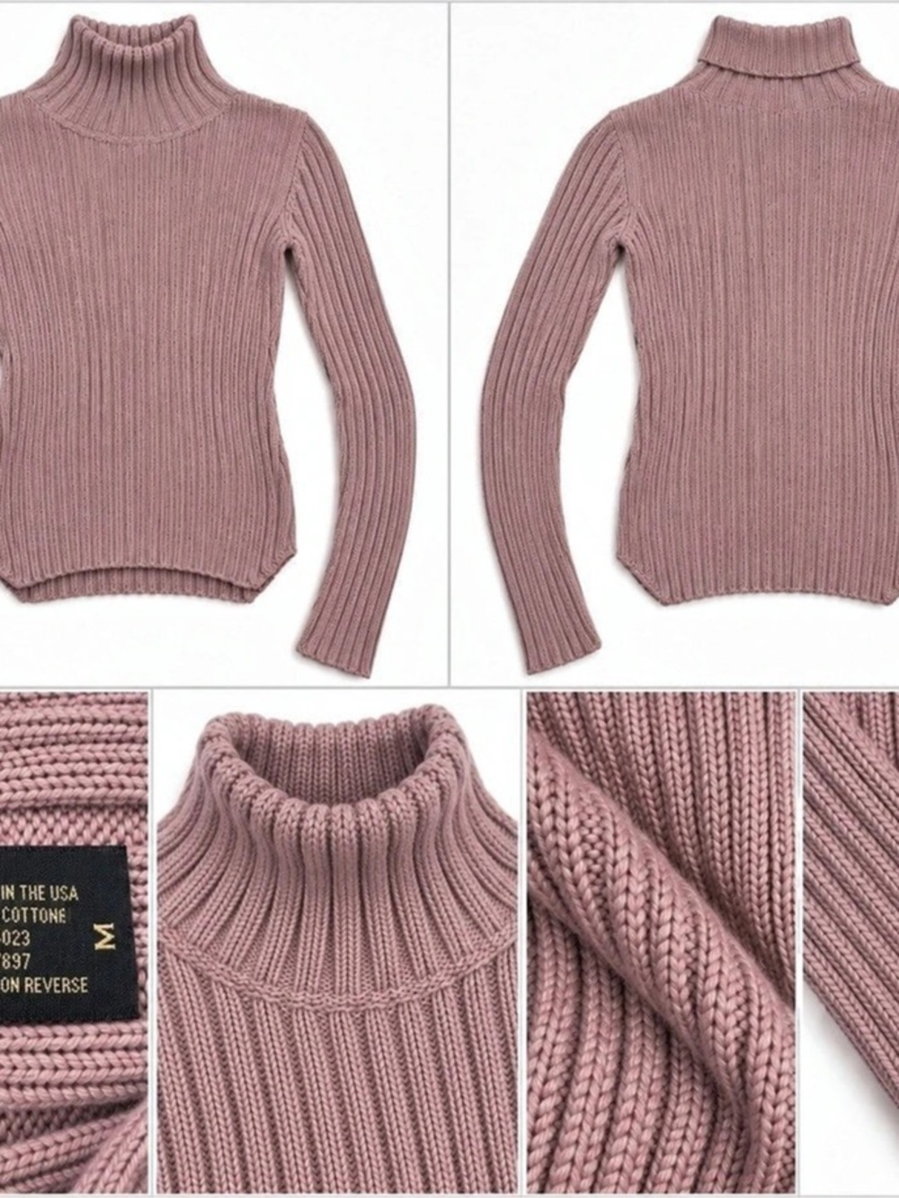 Banana Republic Ribbed Turtleneck Sweater in Pink Size Medium